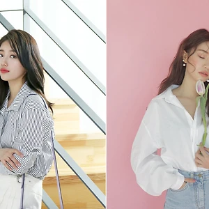 áo sơ mi rộng bae suzy thời trang mùa hè