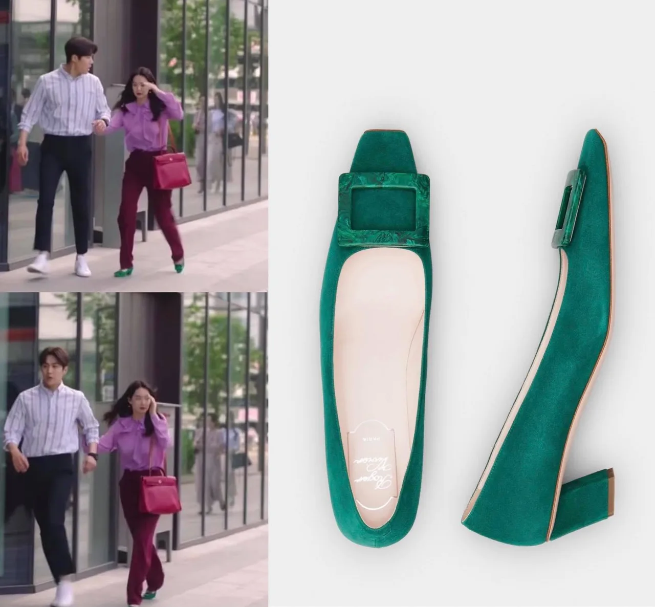 giày roger vivier xanh lá