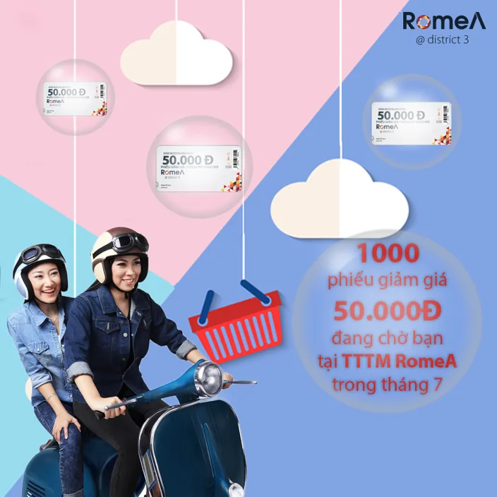 Thỏa sức mua sắm với 1,000 voucher giảm giá tại trung tâm thương mại RomeA Thỏa sức mua sắm với 1,000 voucher giảm giá tại trung tâm thương mại RomeA