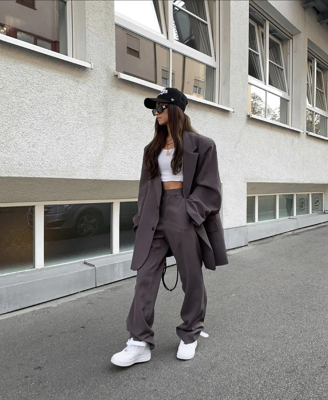 Áo blazer kẻ boyfriend