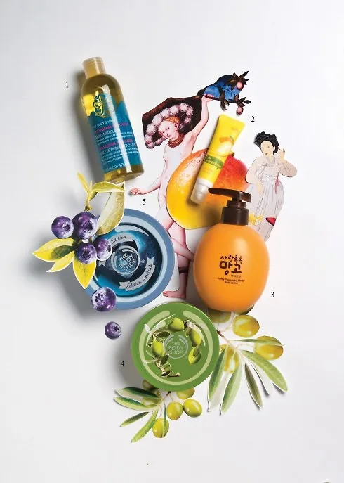 beauty product 1.Dầu dưỡng thể & massage Spa Wisdom™ THE BODY SHOP 550.000 VNĐ 2. Dưỡng môi chiết xuất bơ hạt xoài THEFACESHOP 179.000 VNĐ 3. Sữa dưỡng thể hương xoài THEFACESHOP 429.000 VNĐ 4. Bơ dưỡng thể olive THE BODY SHOP 439.000 VNĐ 5. Bơ dưỡng thể việt quất THE BODY SHOP 449.000 VNĐ