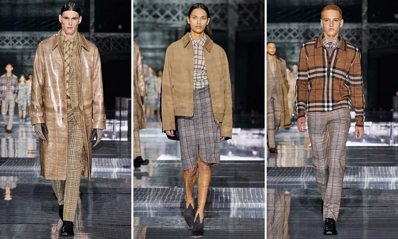 burberry thu đông 2020 chất liệu họa tiết kẻ sọc