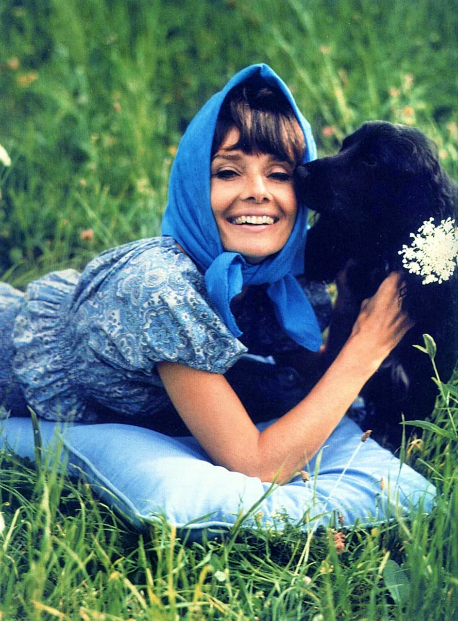 Thời trang Hè - Audrey Hepburn mặc đồ xanh, quấn khăn lụa xanh
