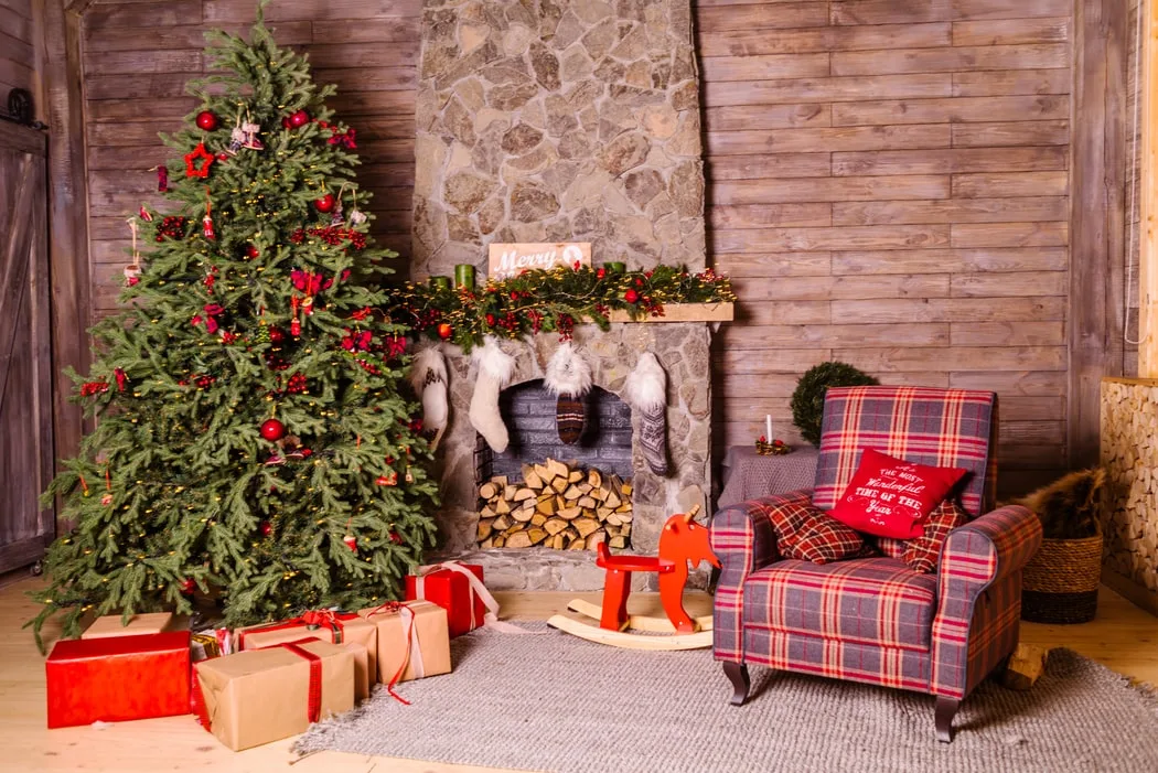 cây thông noel bên bếp lửa