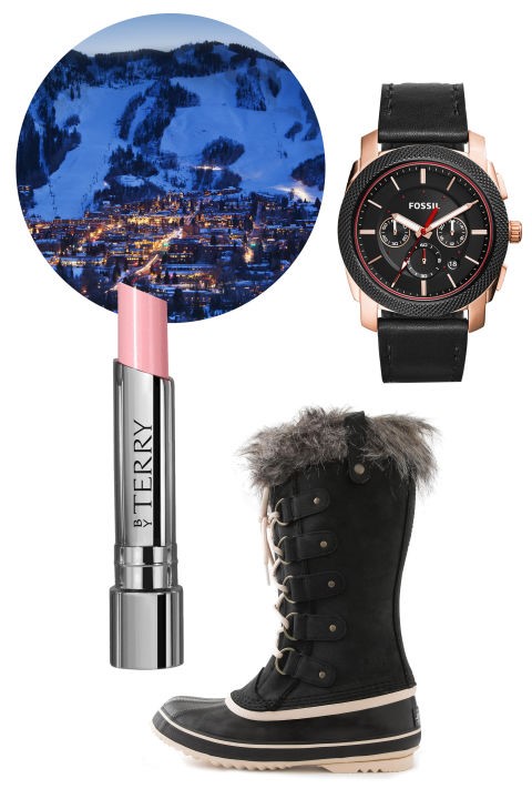 Đồng hồ da Fossil; $165 ≈ 3.720.000đ; fossil.com - Son môi By Terry; $36 ≈ 811.000đ; barneys.com - Giày bốt J.Crew; $180 ≈ 4.058.000đ; jcrew.com