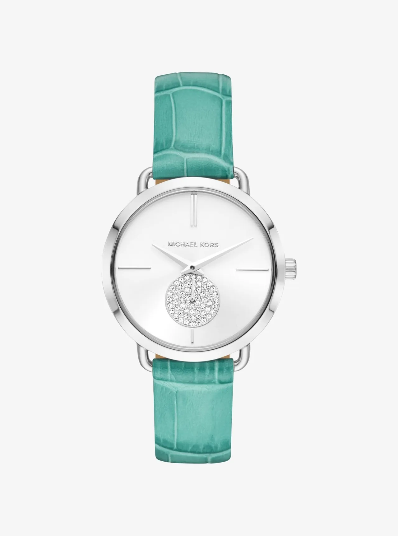 Đồng hồ dây da màu xanh ngọc Michael Kors