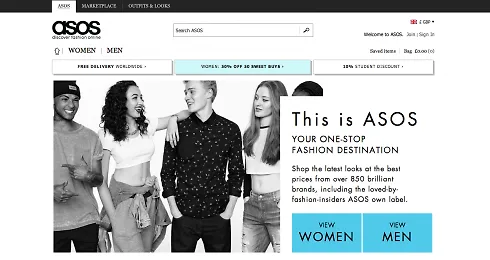 Thời trang online ASOS - webssite