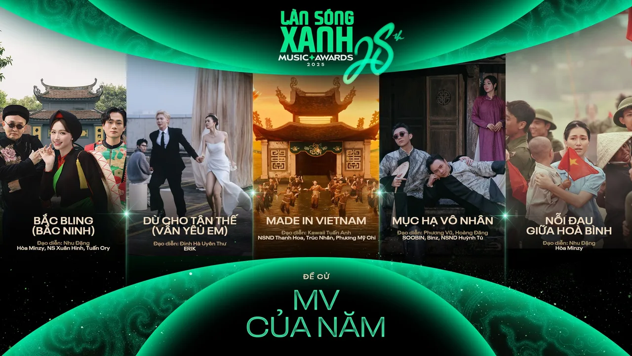 5 đề cử hạng mục MV của năm làn sóng xanh 2025