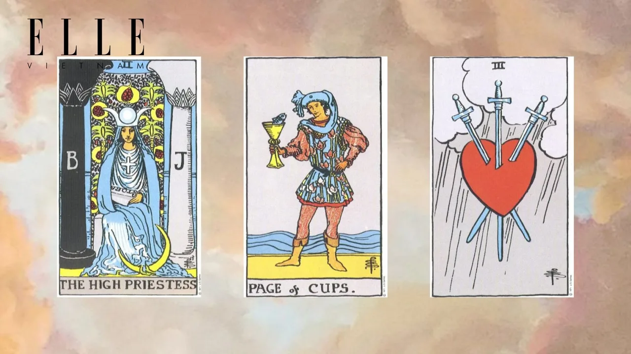 trải bài tarot gồm Judgement - The Hanged Man - Queen of Wands