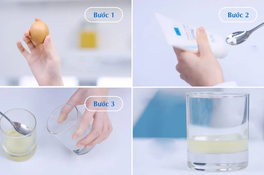 Sản phẩm rửa mặt trong thí nghiệm này không tương tác tạo kết tủa với lòng trắng trứng, hoàn toàn dịu nhẹ trên da. Sản phẩm rửa mặt trong thí nghiệm này không tương tác tạo kết tủa với lòng trắng trứng, hoàn toàn dịu nhẹ trên da.