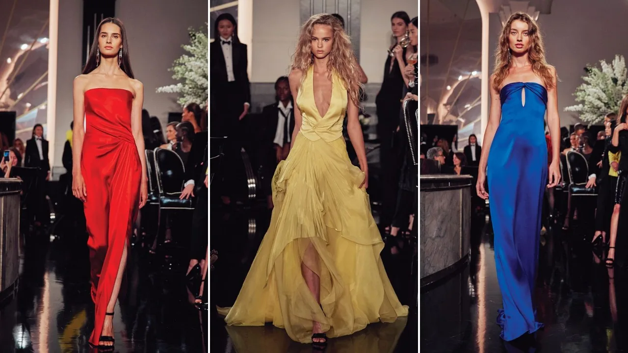 đầm dự tiệc màu sắc ralph lauren thu đông 2019