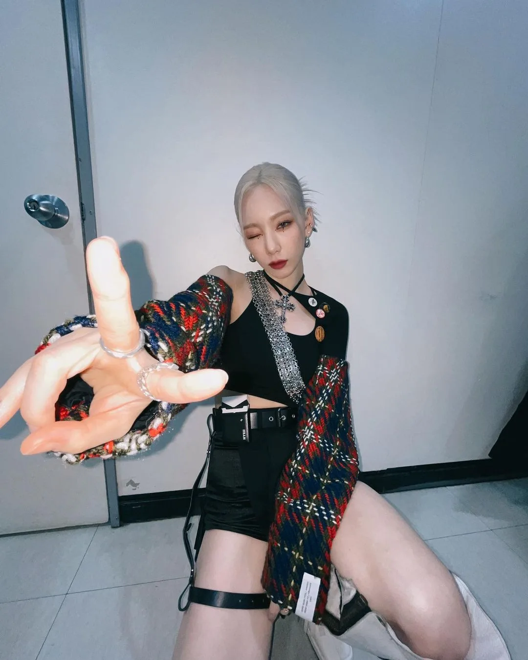 Taeyeon áo khoác caro