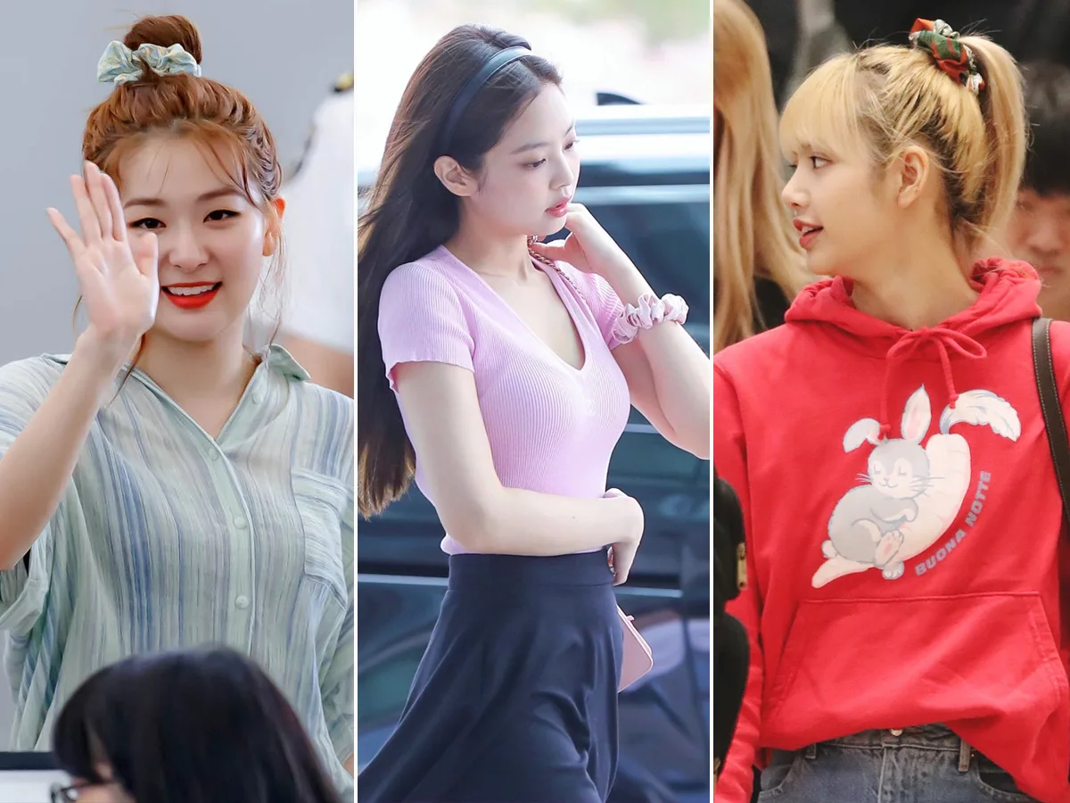 Jennie, Lisa và Seulgi diện buộc tóc scrunchies ra sân bay