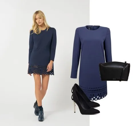 Xanh Navy chưa bao giờ giảm độ hot của mình theo thời gian. Thiết kế đầm tunic với những họa tiết được cắt laser tinh tế, nhẹ nhàng sẽ khiến bạn không thể chối từ.