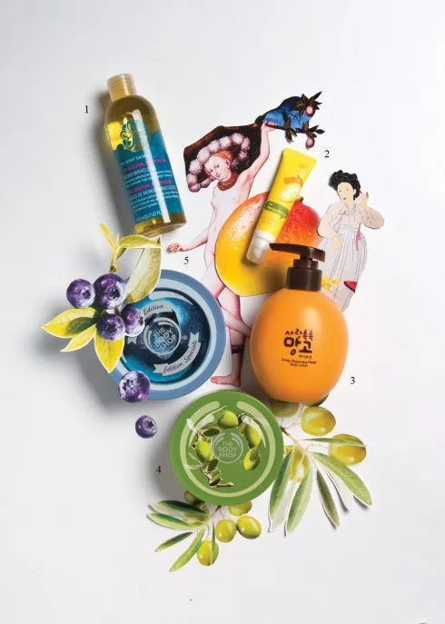 beauty product 1.Dầu dưỡng thể & massage Spa Wisdom™ THE BODY SHOP 550.000 VNĐ 2. Dưỡng môi chiết xuất bơ hạt xoài THEFACESHOP 179.000 VNĐ 3. Sữa dưỡng thể hương xoài THEFACESHOP 429.000 VNĐ 4. Bơ dưỡng thể olive THE BODY SHOP 439.000 VNĐ 5. Bơ dưỡng thể việt quất THE BODY SHOP 449.000 VNĐ