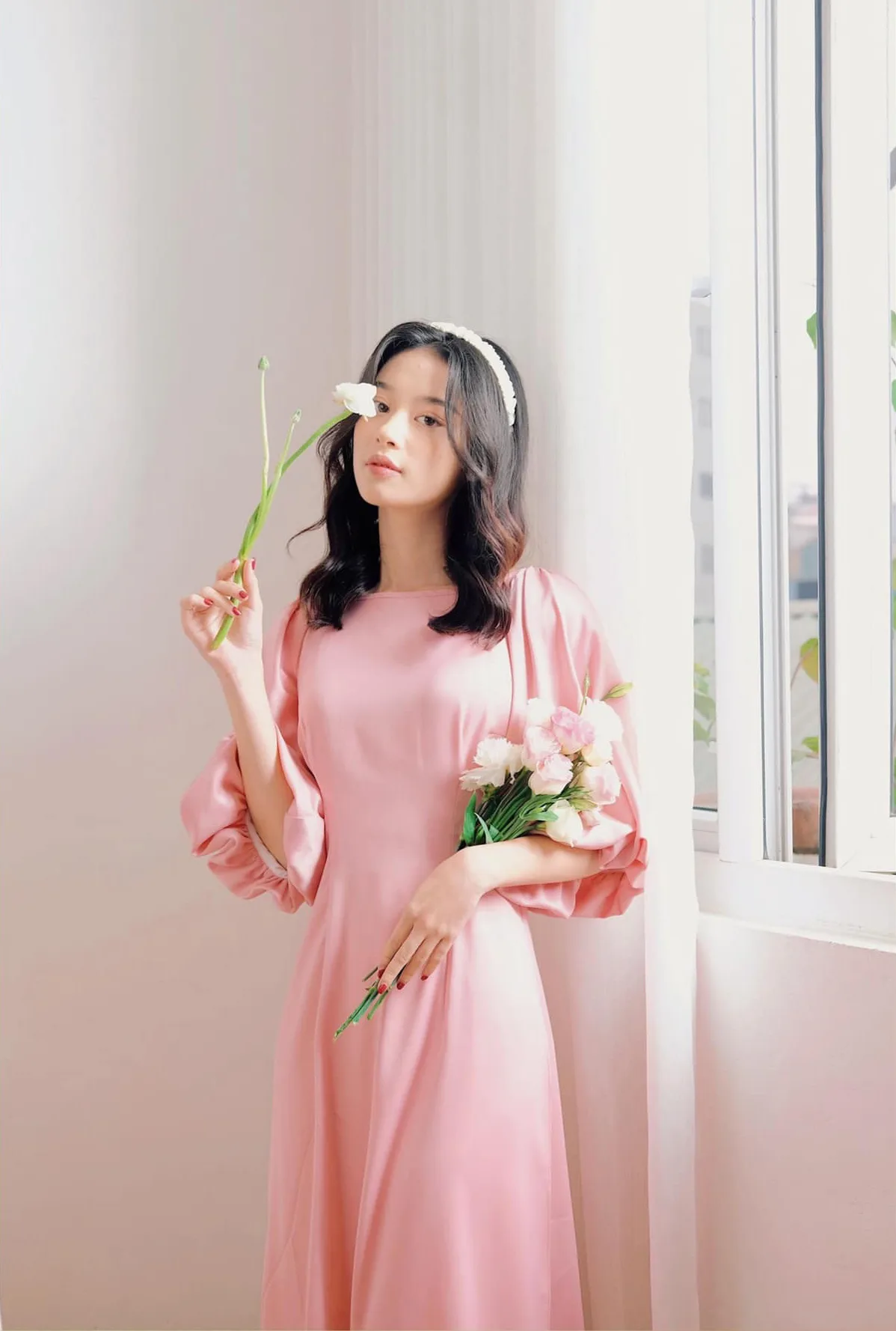 áo dài Tết màu hồng