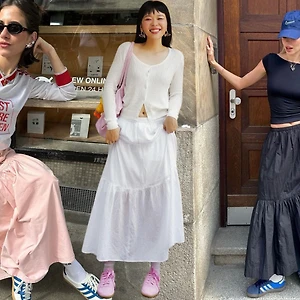 Ứng dụng sneaker năng động cho bản phối cùng chân váy maxi điệu đà
