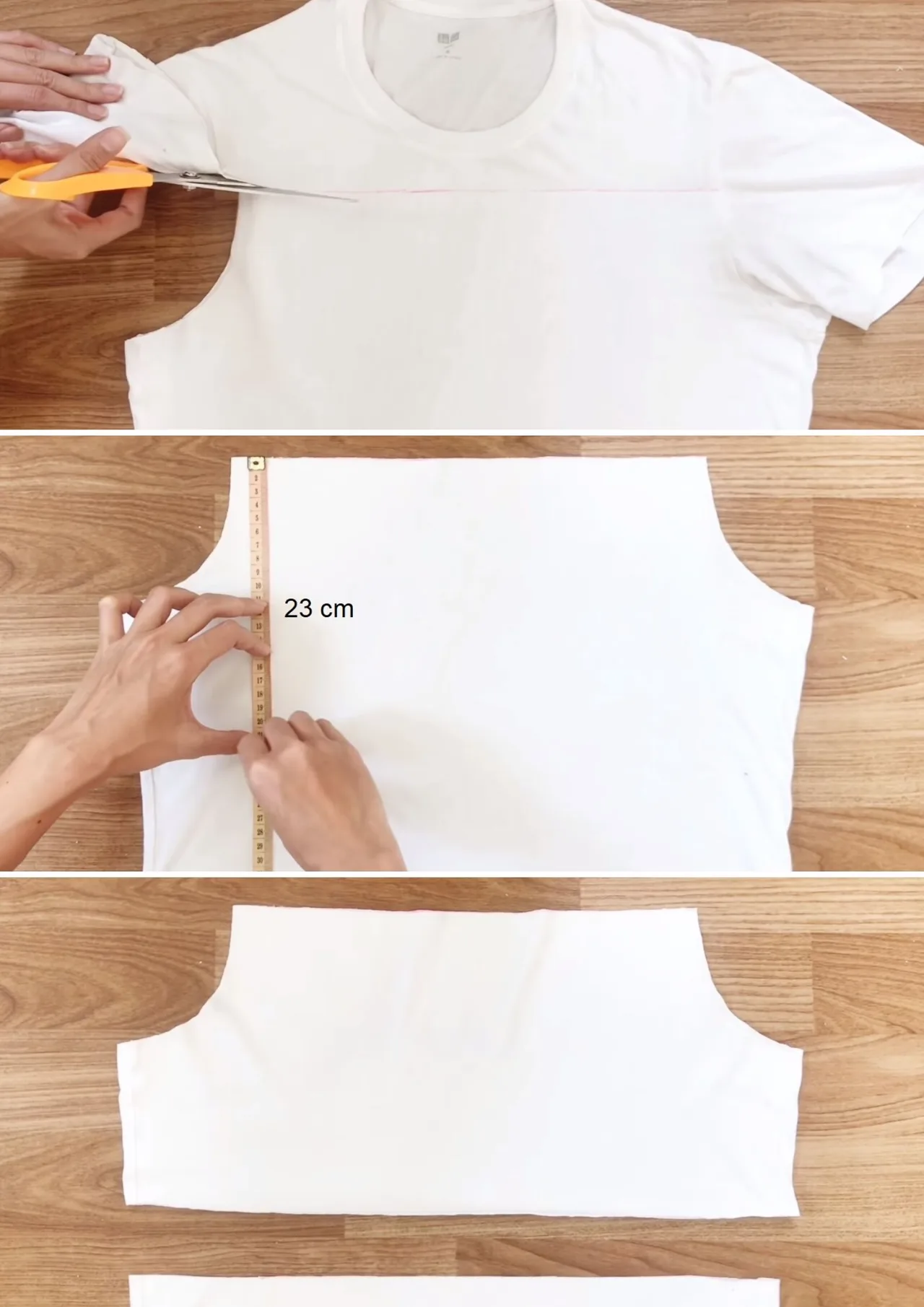 croptop trễ vai từ quần áo cũ bước cắt áo