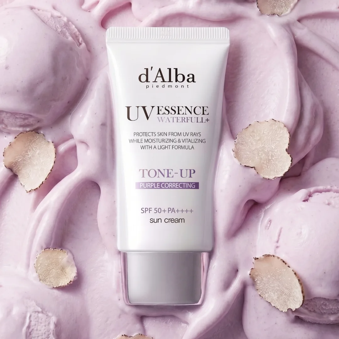 Hình ảnh kem chống nắng d’Alba Waterfull Tone-Up Suncream (Purple) thắng giải tại ELLE Beauty Awards 2026.