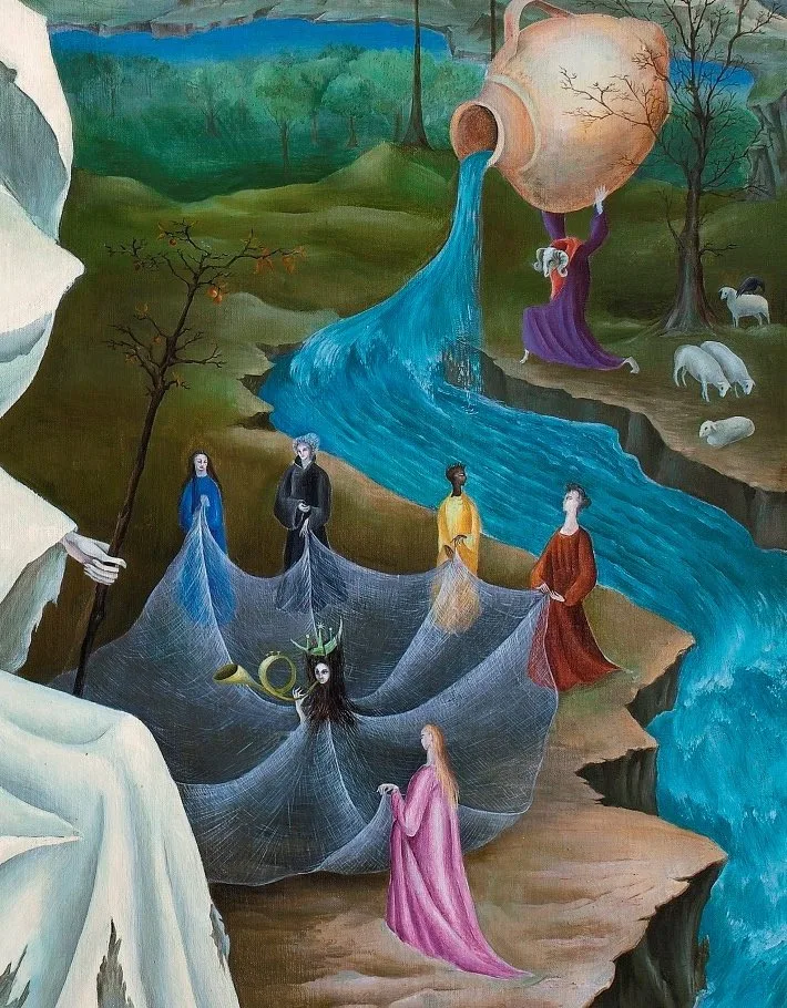 bức tranh The Temptation of St. Anthony, Fragment II (1945) của Leonora Carrington.
