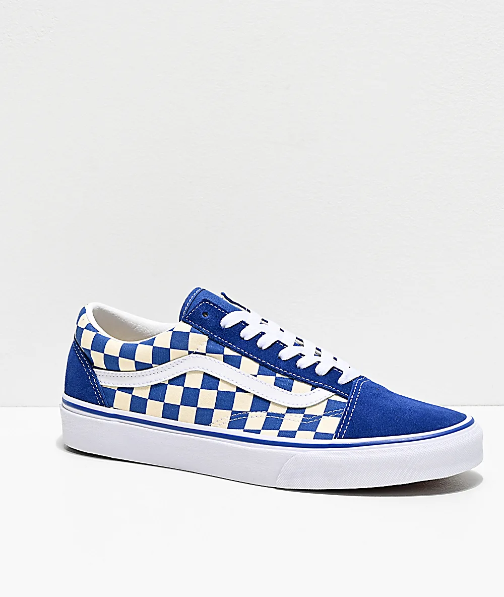 Giày Vans old skool màu classic blue họa tiết checkerboard