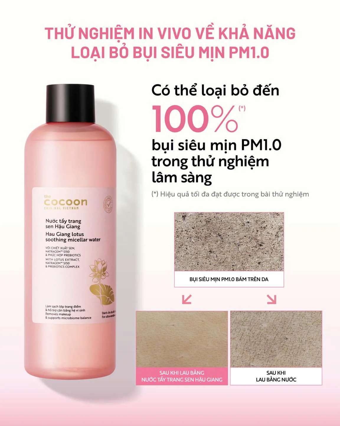 tẩy trang cocoon sen hậu giang loại bỏ bụi mịn