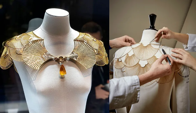trang sức bằng vàng 18 carat của boucheron ở pháo áo choàng