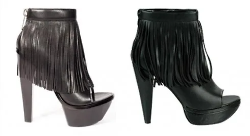 Giày boots của Alexander Wang bên trái vs đồ nhái bên phải của Forever 21