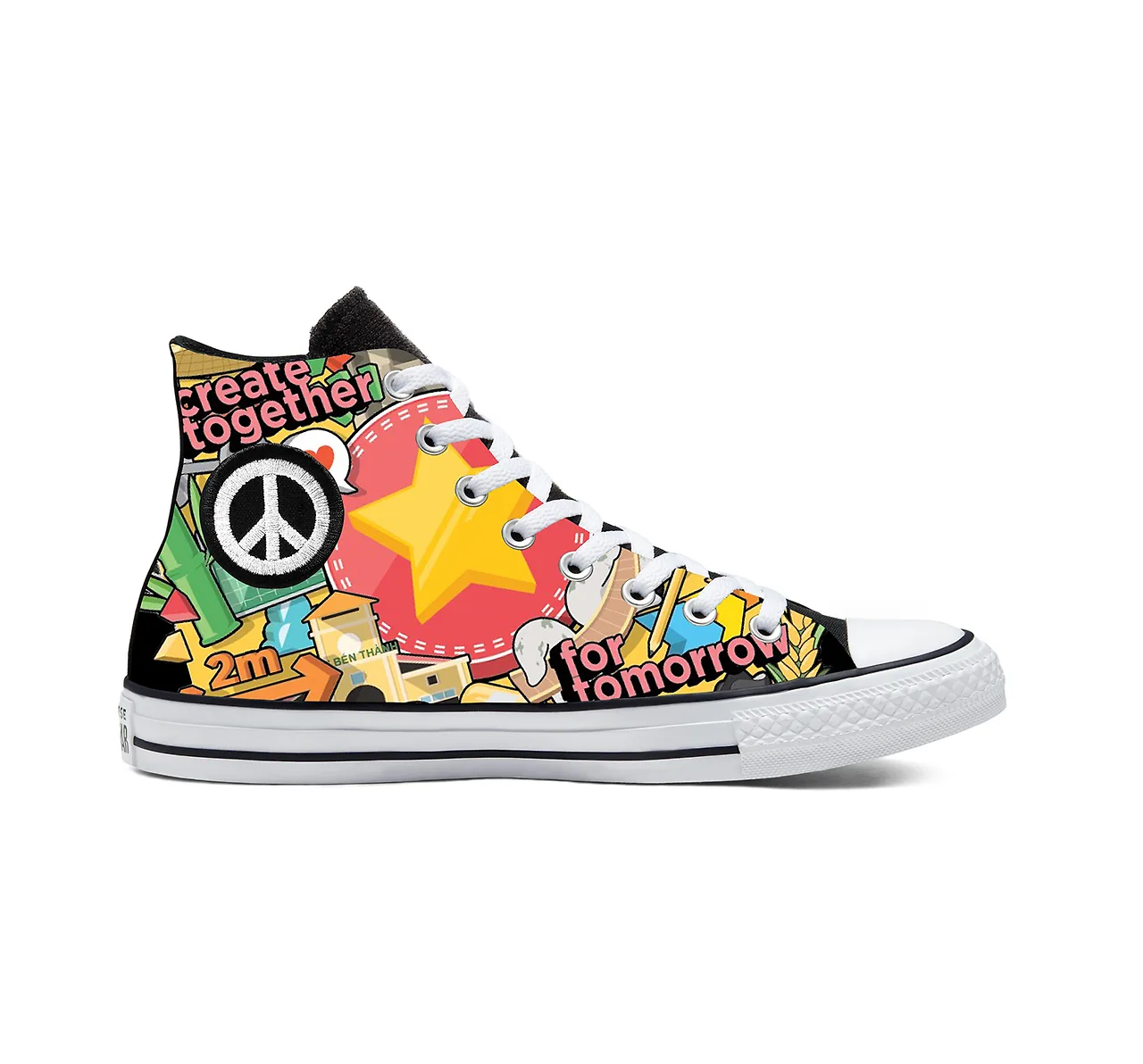 artwork đoàn kết trên thân giày converse