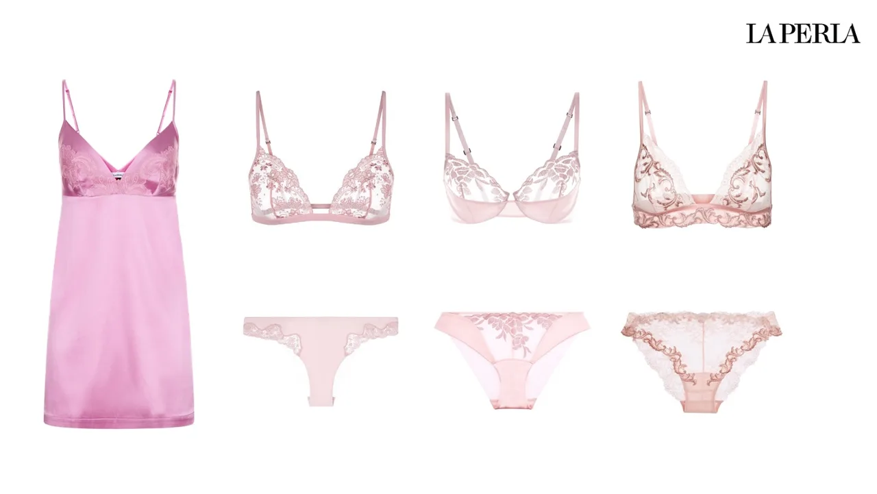 BST nội y màu hồng pastel La Perla mùa Valentine