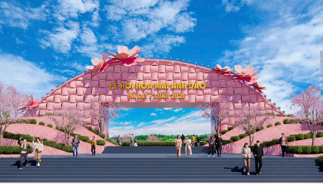 không gian sân khấu tổ chức lễ hội hoa vào ban ngày.