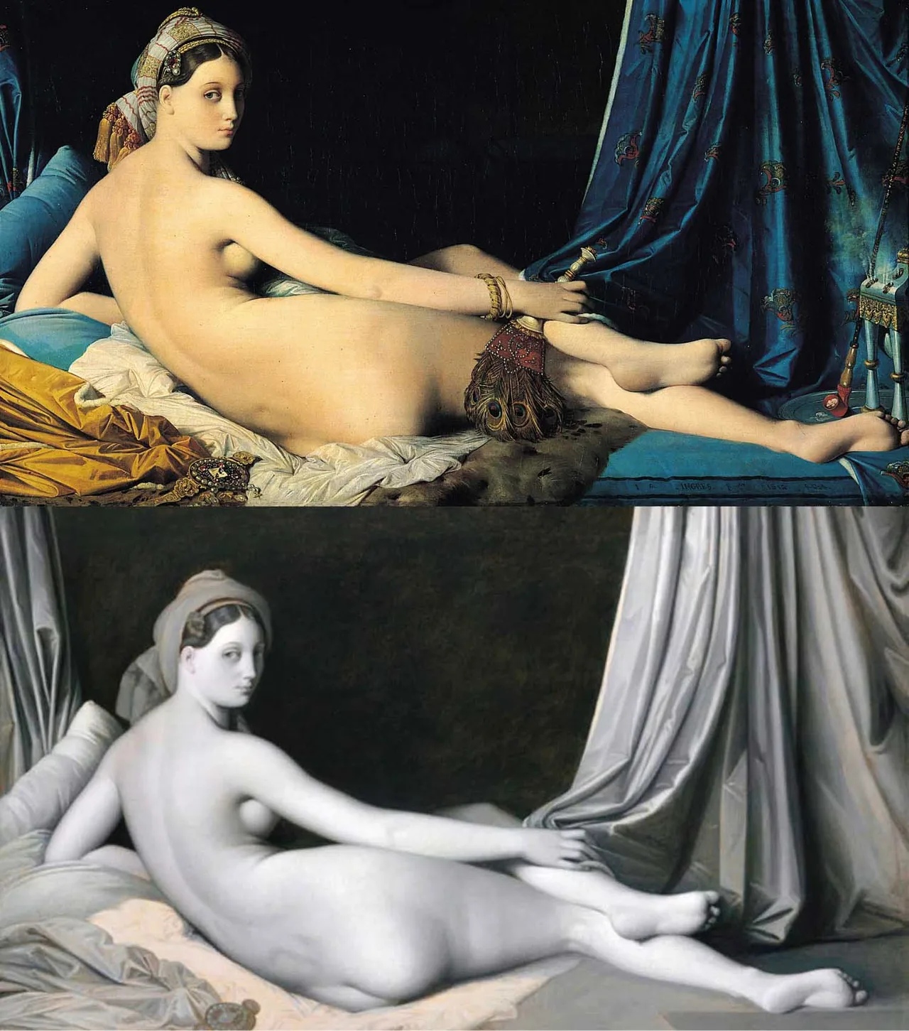 tranh trắng đen grande odalisque