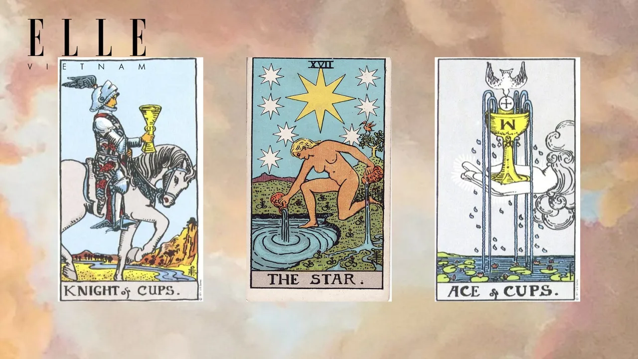 trải bài tuần mới gồm Knight of Cups - The Star - Ace of Cups