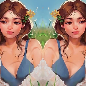 hai cô gái nằm giữa đồng cỏ tóc đính hoa