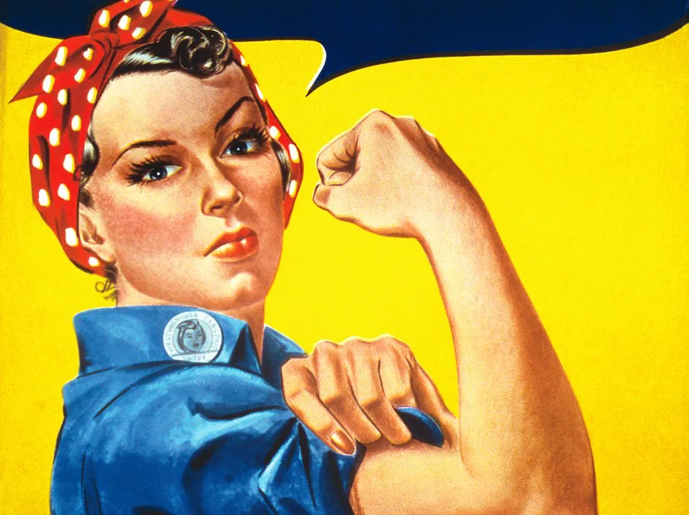 Nhân vật Rosie the Riveter trong trang phục biểu tượng thời trang Mỹ