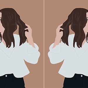 Hai cô gái tóc dài mặc áo sơ mi trắng