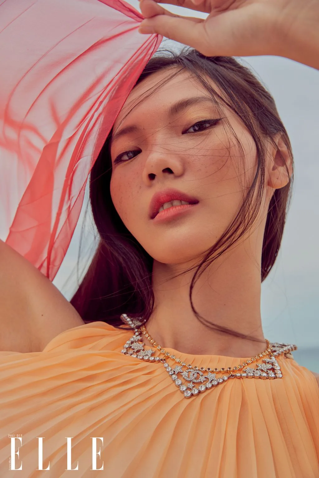 bộ ảnh người mẫu mặc đầm cam bộ ảnh thời trang mùa Hè người mẫu mặc đầm cam