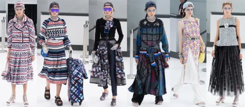 Karl Lagerfeld đưa Chanel trở thành điểm sáng nổi nhất Paris một lần nữa với cách sắp xếp tỉ lệ bố cục trang phục, kết hợp màu sắc với chất liệu vải rất khôn khéo.