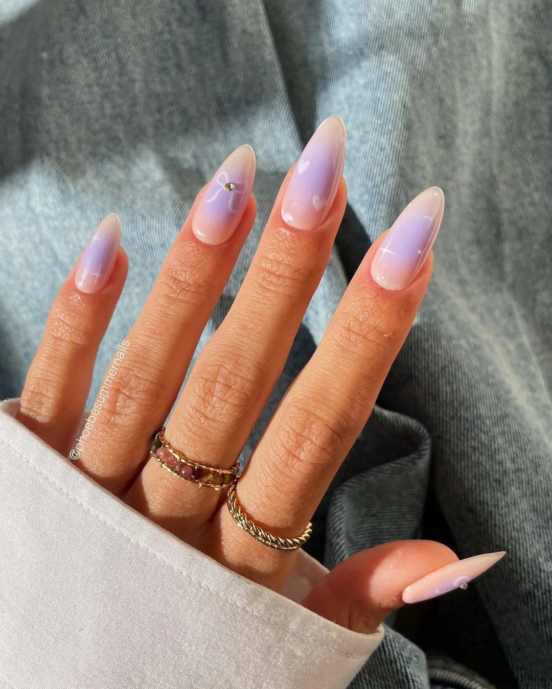 Bàn tay nail đẹp màu hào quang ánh tím