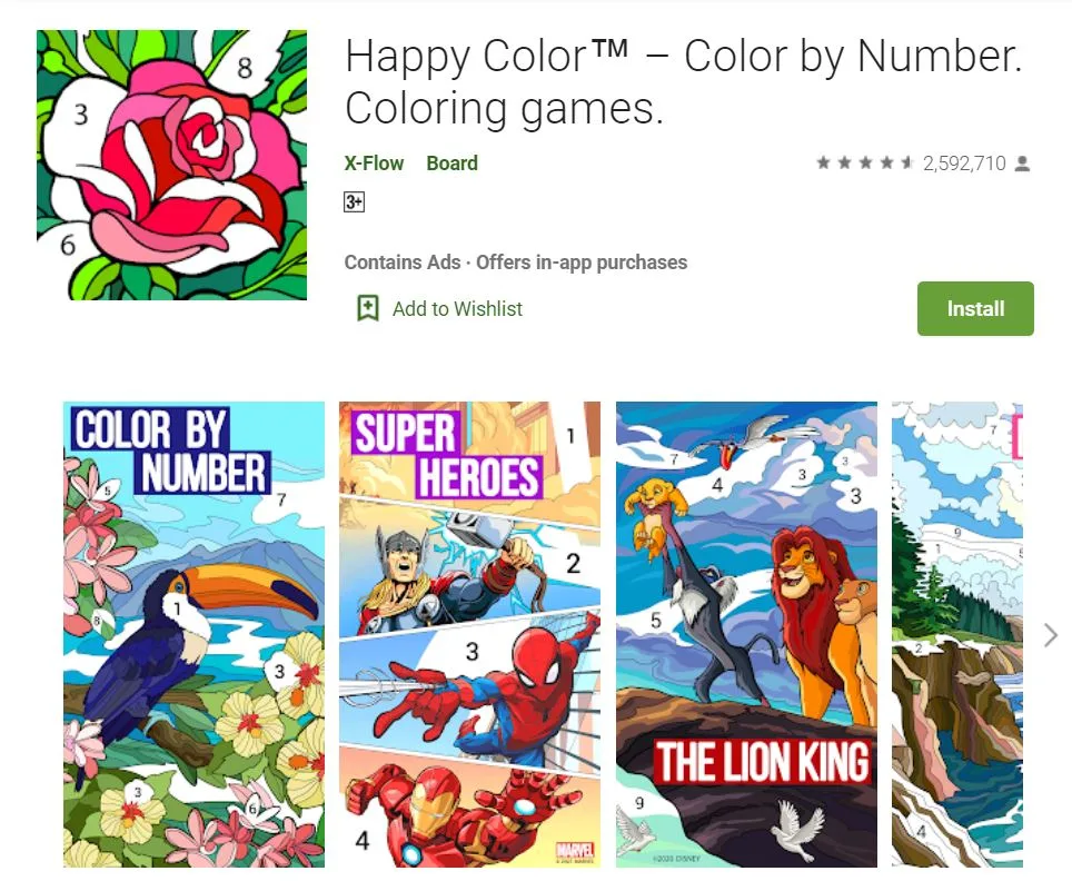 ứng dụng tô màu happy color