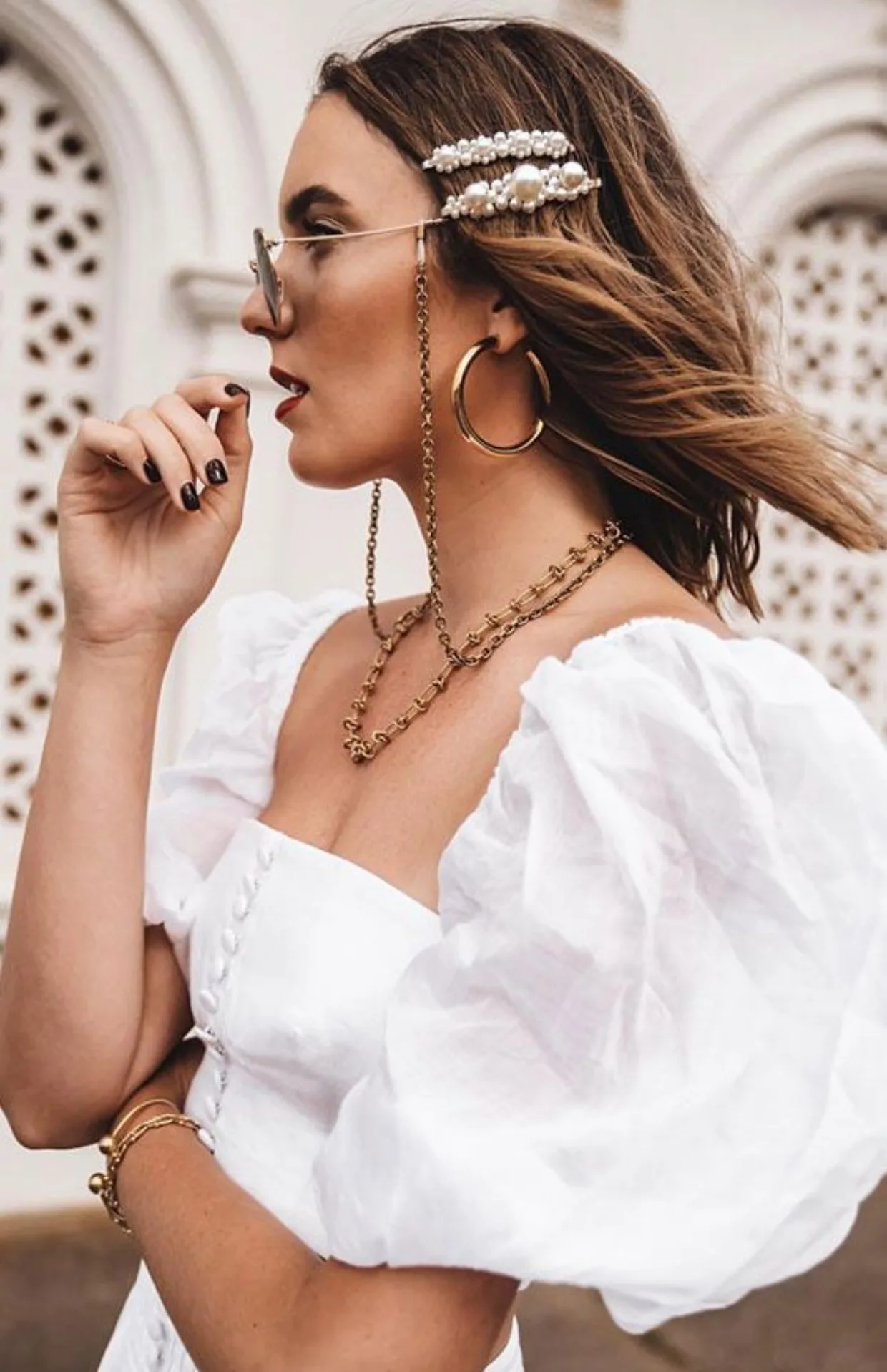 kẹp tóc ngọc trai style vintage