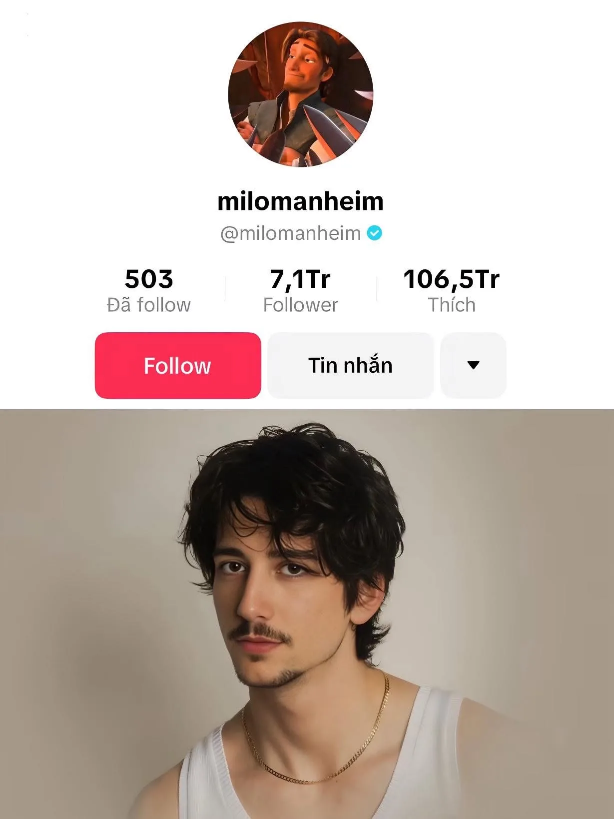 Kênh TikTok của nam diễn viên Milo Manheim