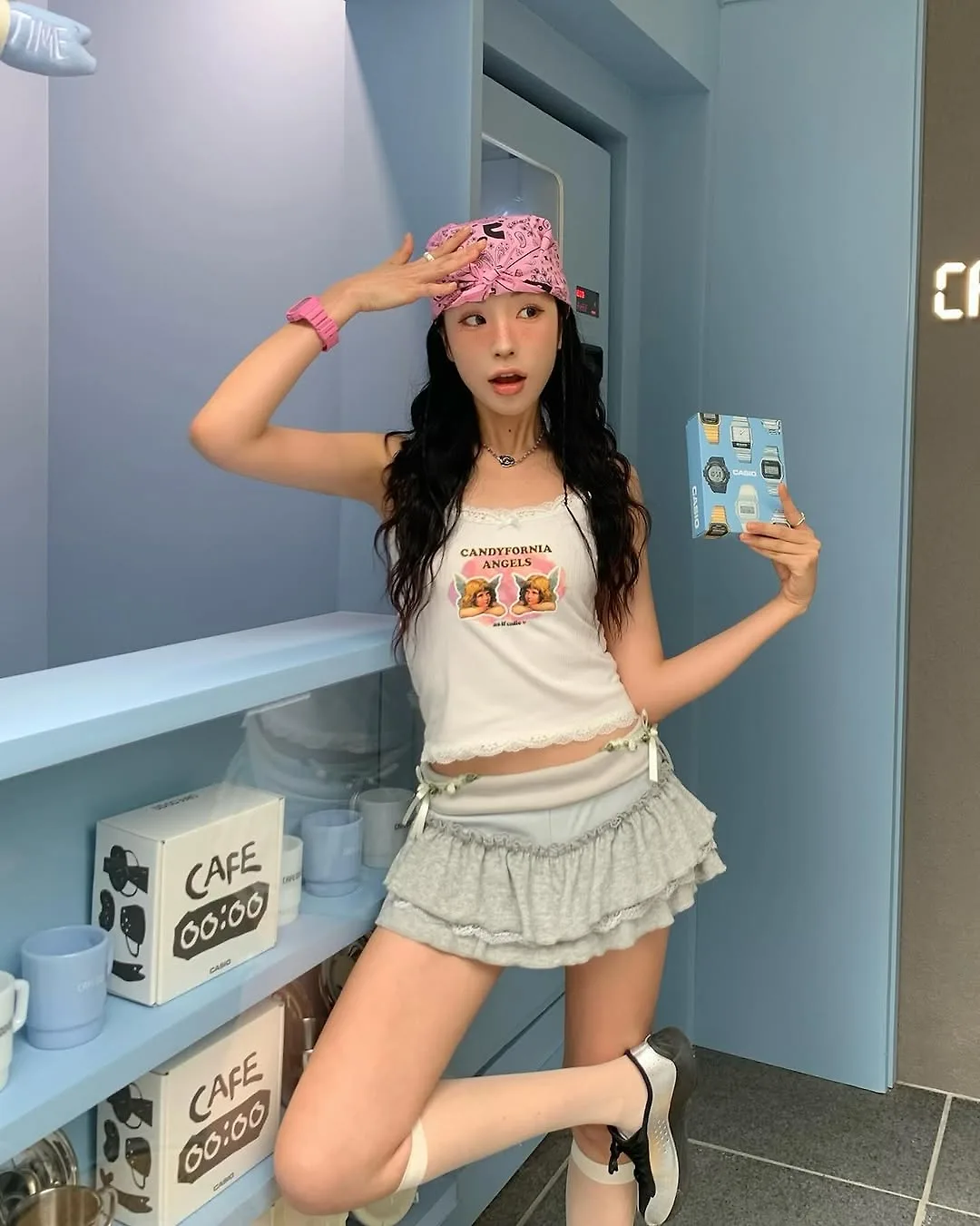 jjinii_ diện apos hai dây phối váy xoè 