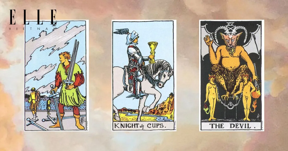 Bạn có các lá bài tarot: Five of Swords - Knight of Cups - The Devil