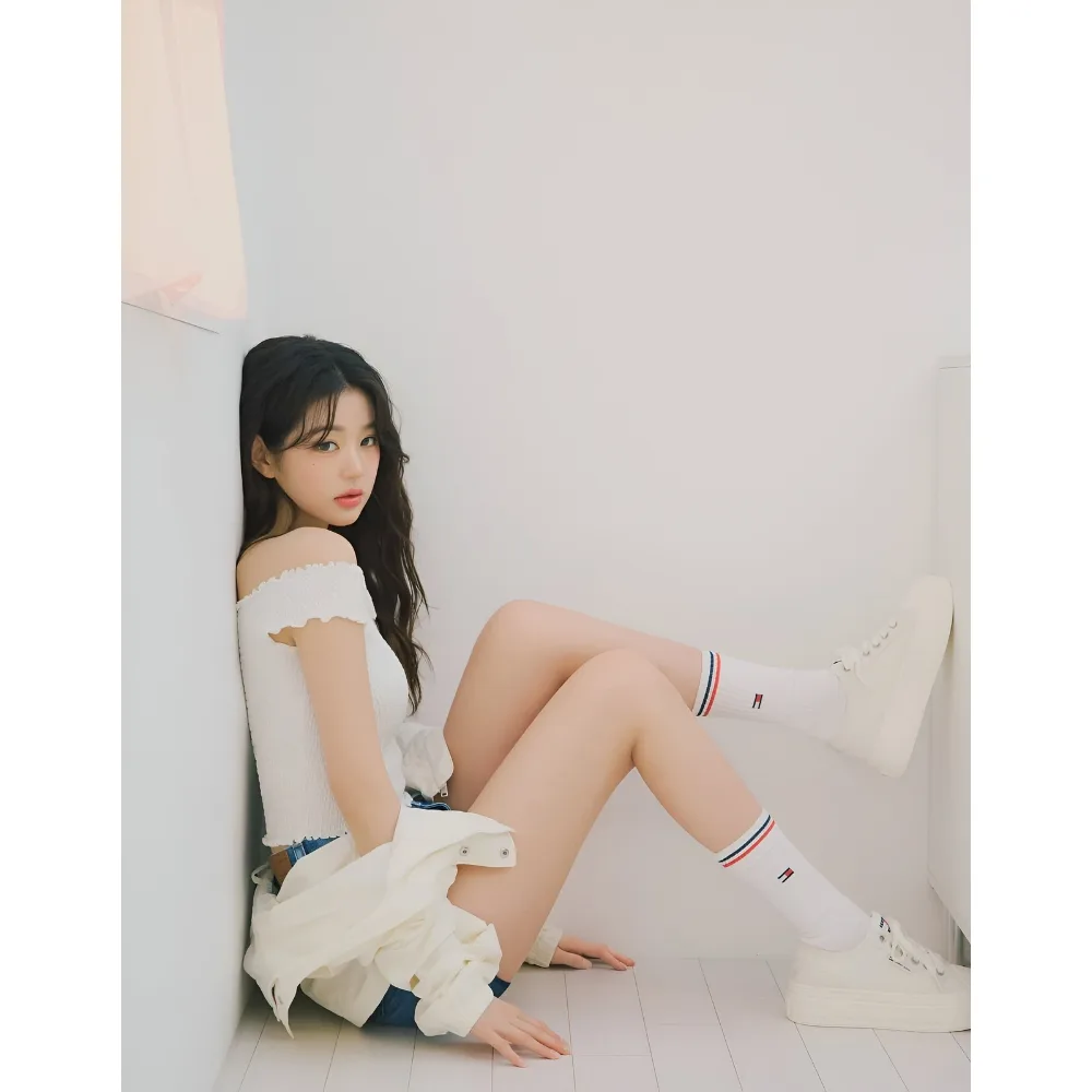 Idol K-pop Jang Won Young tạo dáng với cặp chân nuột nà.