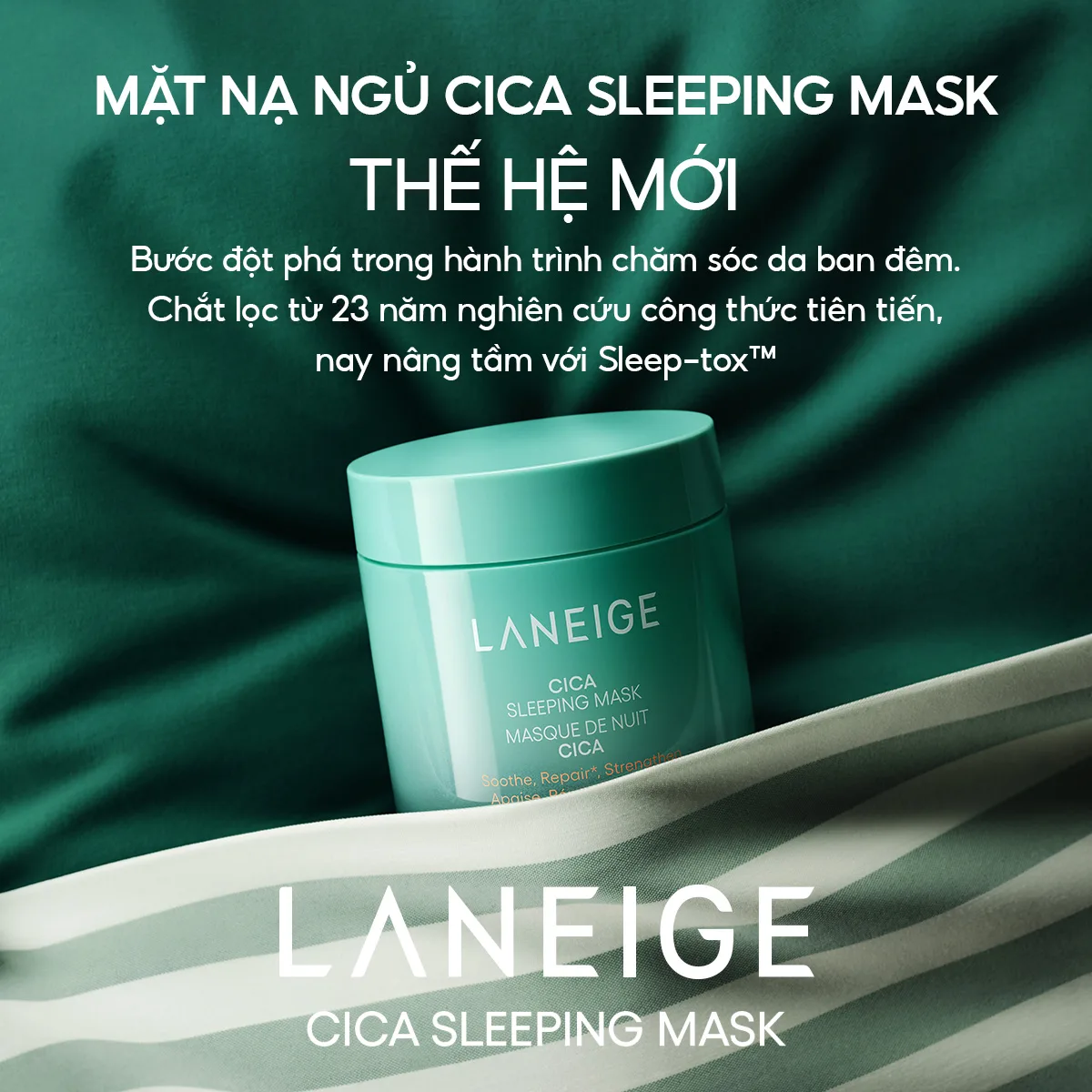 Cica Sleeping Mask là lựa chọn phù hợp với da nhạy cảm và kích ứng. (Ảnh: Laneige)