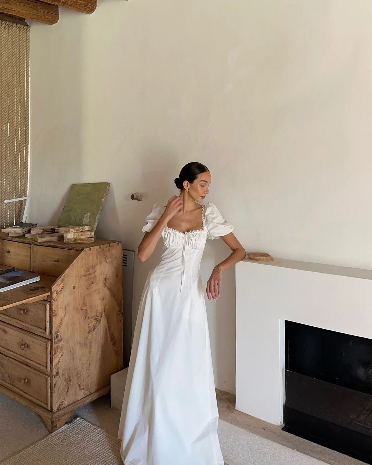 đầm trắng maxi cottagecore