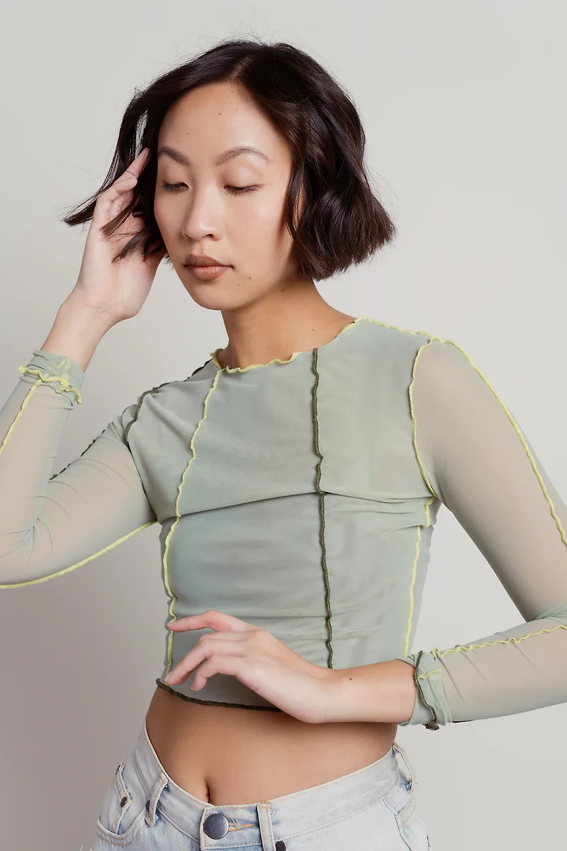 áo lưới mỏng thiết kế patchwork