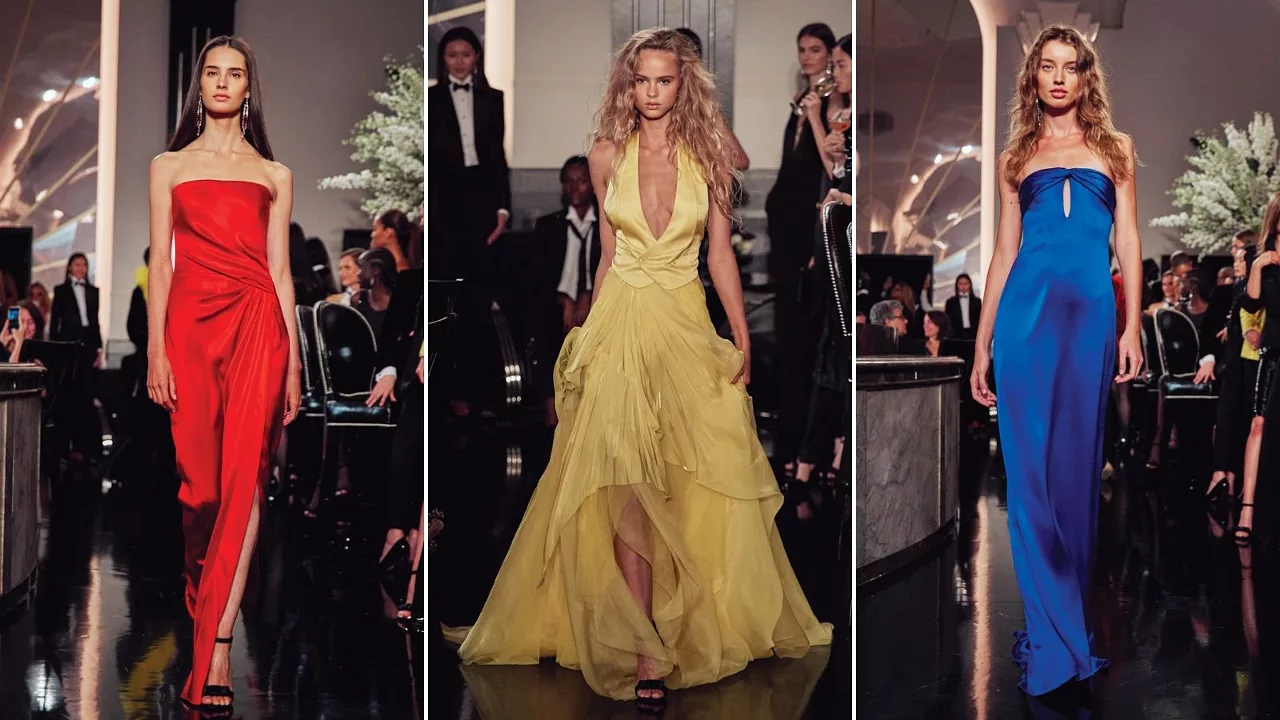 đầm dự tiệc màu sắc ralph lauren thu đông 2019