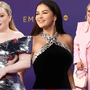 Nicola, Selena và Meryl Streep tại thảm đỏ Emmy